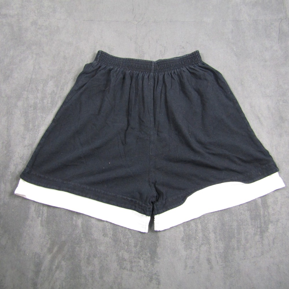 Athletic Works Shorts Men Medium Black White Layered Cotton Made in USA 00690